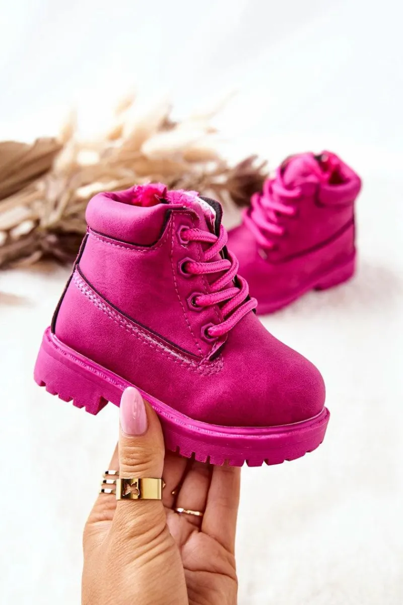Chłopięce|Dziewczęce>Boto Dziecięce Ocieplane Trapery Botki Fuksja Dexter
