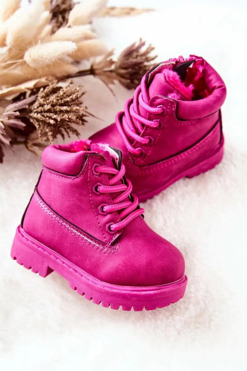 Chłopięce|Dziewczęce>Boto Dziecięce Ocieplane Trapery Botki Fuksja Dexter