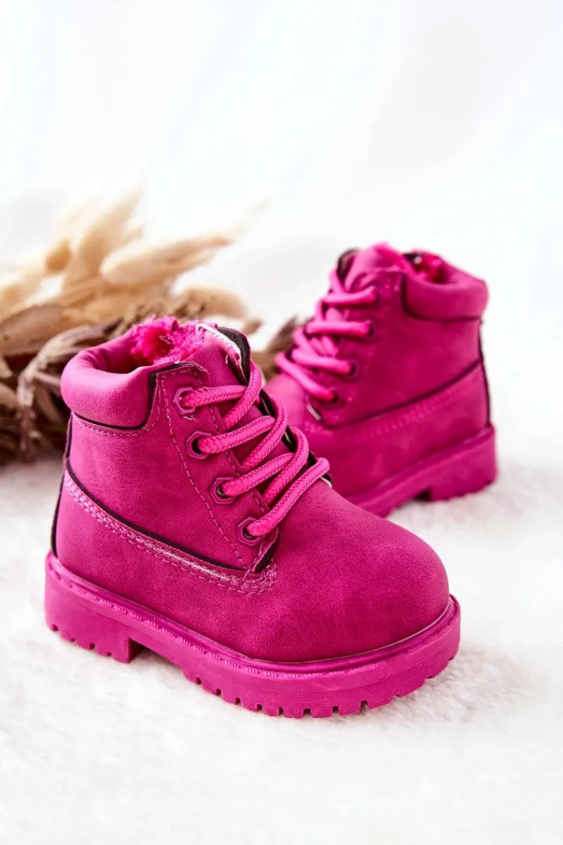 Chłopięce|Dziewczęce>Boto Dziecięce Ocieplane Trapery Botki Fuksja Dexter