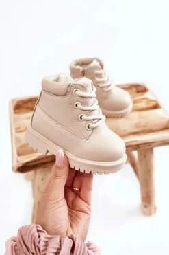 New Dziecięce Ocieplane Trapery Botki Jasnobeżowe Dexter Dzieci Chłopięce|Dziewczęce