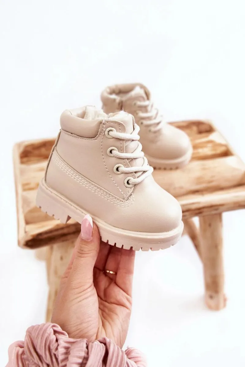 New Dziecięce Ocieplane Trapery Botki Jasnobeżowe Dexter Dzieci Chłopięce|Dziewczęce