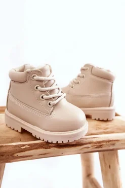 New Dziecięce Ocieplane Trapery Botki Jasnobeżowe Dexter Dzieci Chłopięce|Dziewczęce