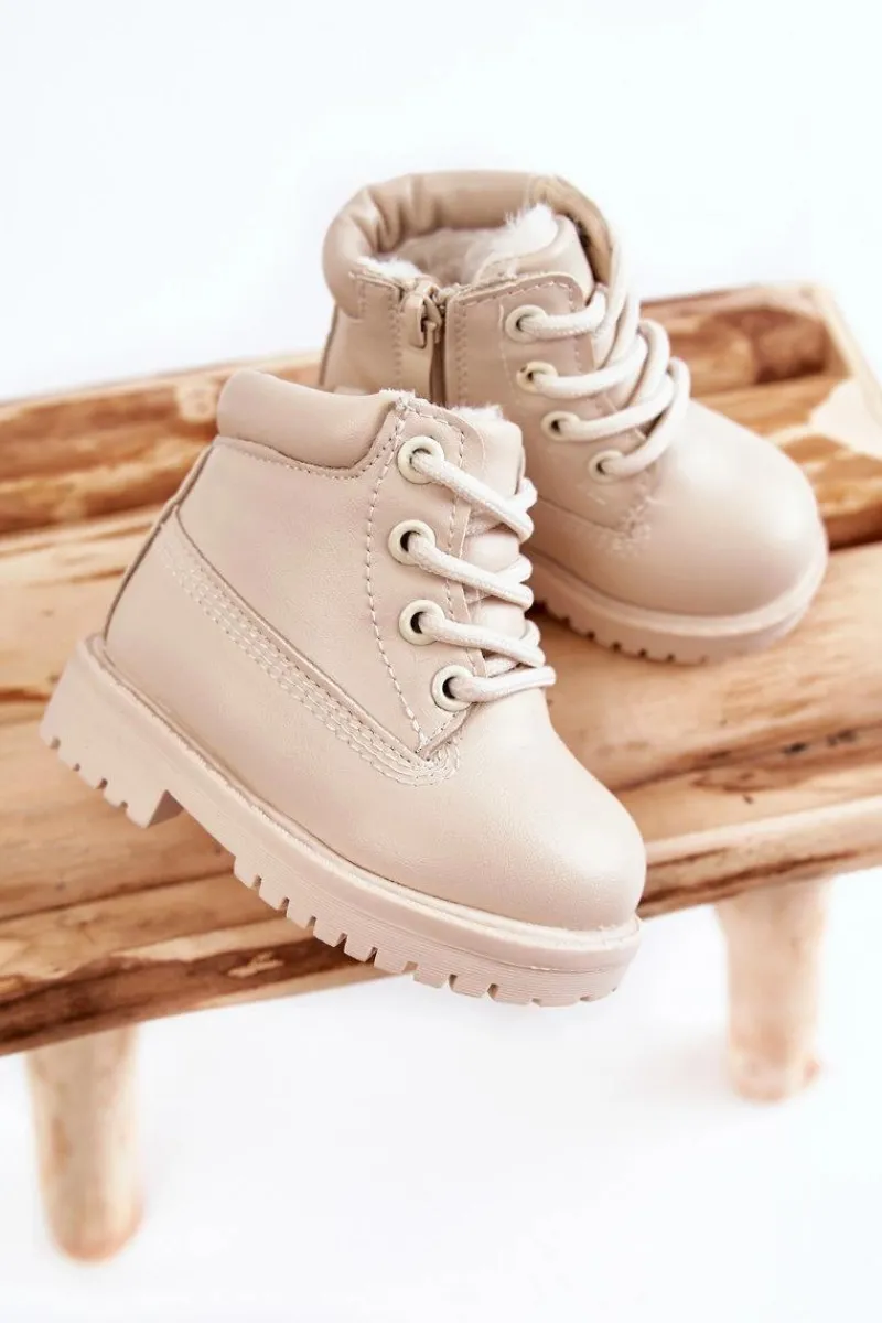 New Dziecięce Ocieplane Trapery Botki Jasnobeżowe Dexter Dzieci Chłopięce|Dziewczęce