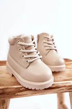 New Dziecięce Ocieplane Trapery Botki Jasnobeżowe Dexter Dzieci Chłopięce|Dziewczęce