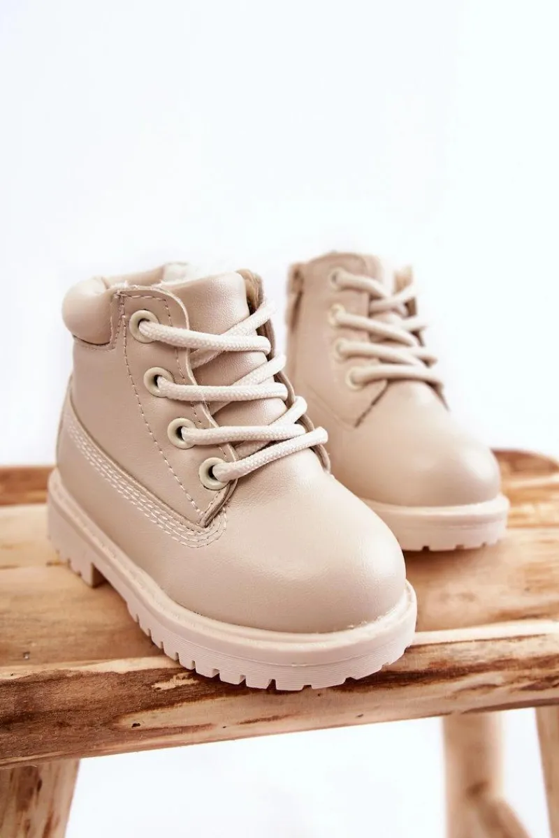 New Dziecięce Ocieplane Trapery Botki Jasnobeżowe Dexter Dzieci Chłopięce|Dziewczęce