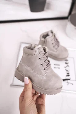Online Boto Dziecięce Ocieplane Trapery Botki Szare Dexter