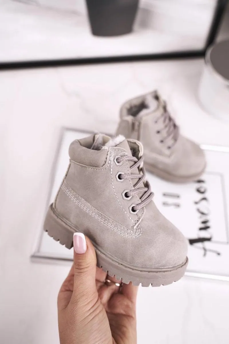 Online Boto Dziecięce Ocieplane Trapery Botki Szare Dexter