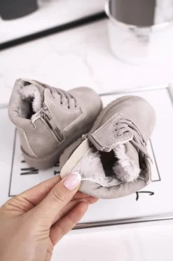 Online Boto Dziecięce Ocieplane Trapery Botki Szare Dexter