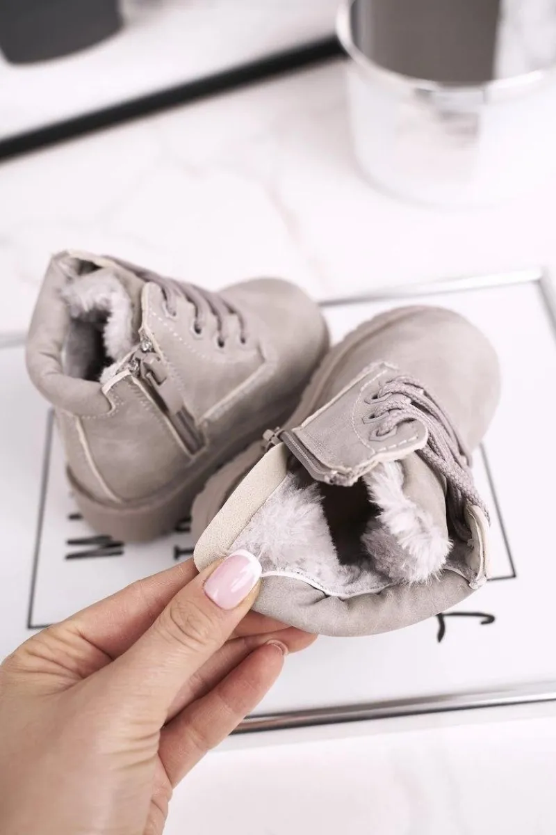 Online Boto Dziecięce Ocieplane Trapery Botki Szare Dexter