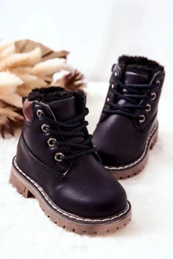 Online Dziecięce Ocieplane Trapery Botki Granatowe Royals Dzieci Chłopięce|Dziewczęce