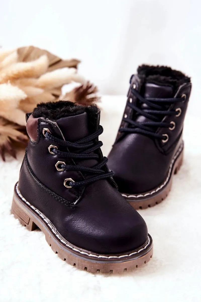 Online Dziecięce Ocieplane Trapery Botki Granatowe Royals Dzieci Chłopięce|Dziewczęce