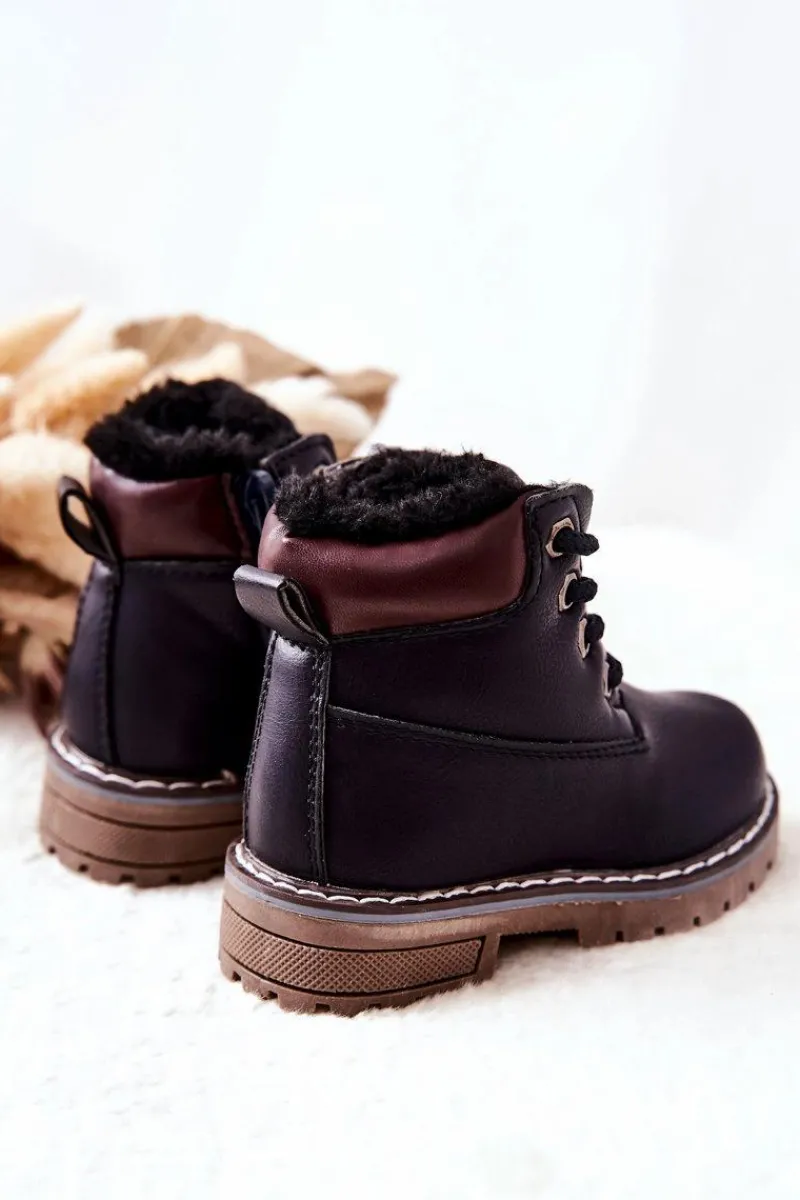 Online Dziecięce Ocieplane Trapery Botki Granatowe Royals Dzieci Chłopięce|Dziewczęce