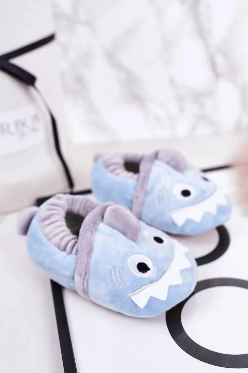 Hot Boto Dziecięce Ocieplane Welurowe Papcie Niebieskie Monster