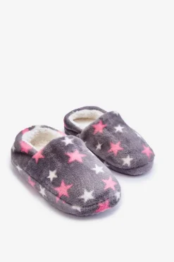 Dziewczęce|Back To School>Boto Dziecięce Ocieplane Wsuwane Papcie W Gwiazdy Szare Meyra