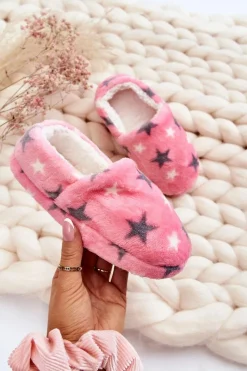 Outlet Dziecięce Ocieplane Wsuwane Papcie W Gwiazdy Różowe Meyra Dzieci Dziewczęce|Back To School