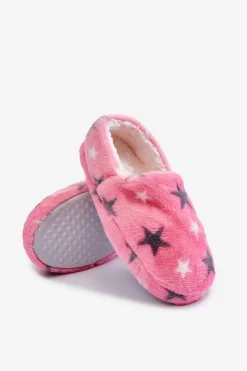 Outlet Dziecięce Ocieplane Wsuwane Papcie W Gwiazdy Różowe Meyra Dzieci Dziewczęce|Back To School