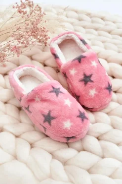 Outlet Dziecięce Ocieplane Wsuwane Papcie W Gwiazdy Różowe Meyra Dzieci Dziewczęce|Back To School