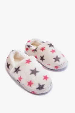 New Dziecięce Ocieplane Wsuwane Papcie W Gwiazdy Białe Meyra Dzieci Dziewczęce|Back To School