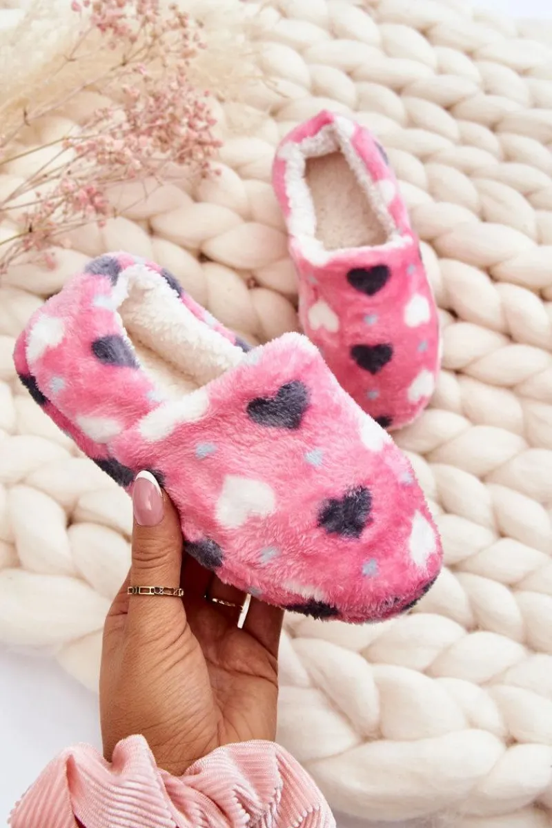 Sale Dziecięce Ocieplane Wsuwane Papcie W Serca Różowe Meyra Dzieci Dziewczęce|Back To School