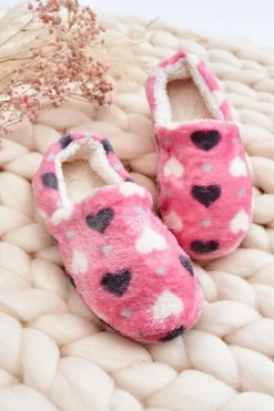 Sale Dziecięce Ocieplane Wsuwane Papcie W Serca Różowe Meyra Dzieci Dziewczęce|Back To School