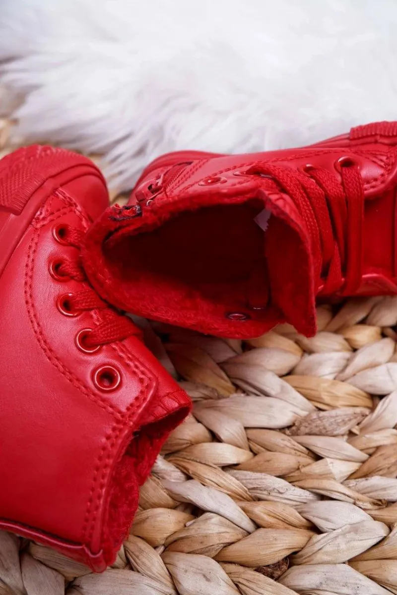 Chłopięce|Dziewczęce>Boto Dziecięce Ocieplane Wysokie Trampki Czerwone Filemon