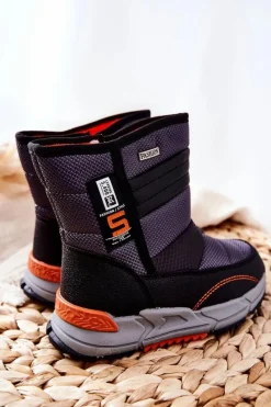 Best Boto Dziecięce Ocieplane Wysokie Śniegowce Czarne Leoth