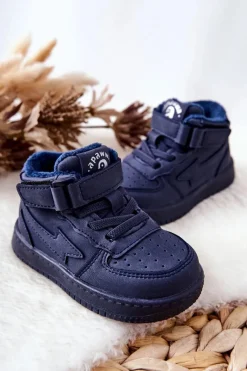 Chłopięce|Back To School>Boto Dziecięce Ocieplane Wysokie Buty Sportowe Granatowe Clafi Niebieski