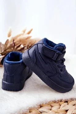 Chłopięce|Back To School></noscript>Boto Dziecięce Ocieplane Wysokie Buty Sportowe Granatowe Clafi Niebieski