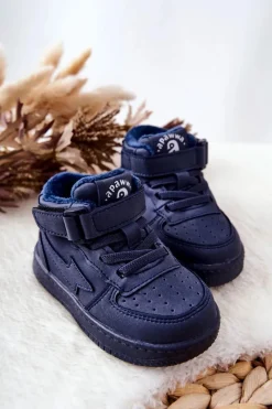 Chłopięce|Back To School></noscript>Boto Dziecięce Ocieplane Wysokie Buty Sportowe Granatowe Clafi Niebieski