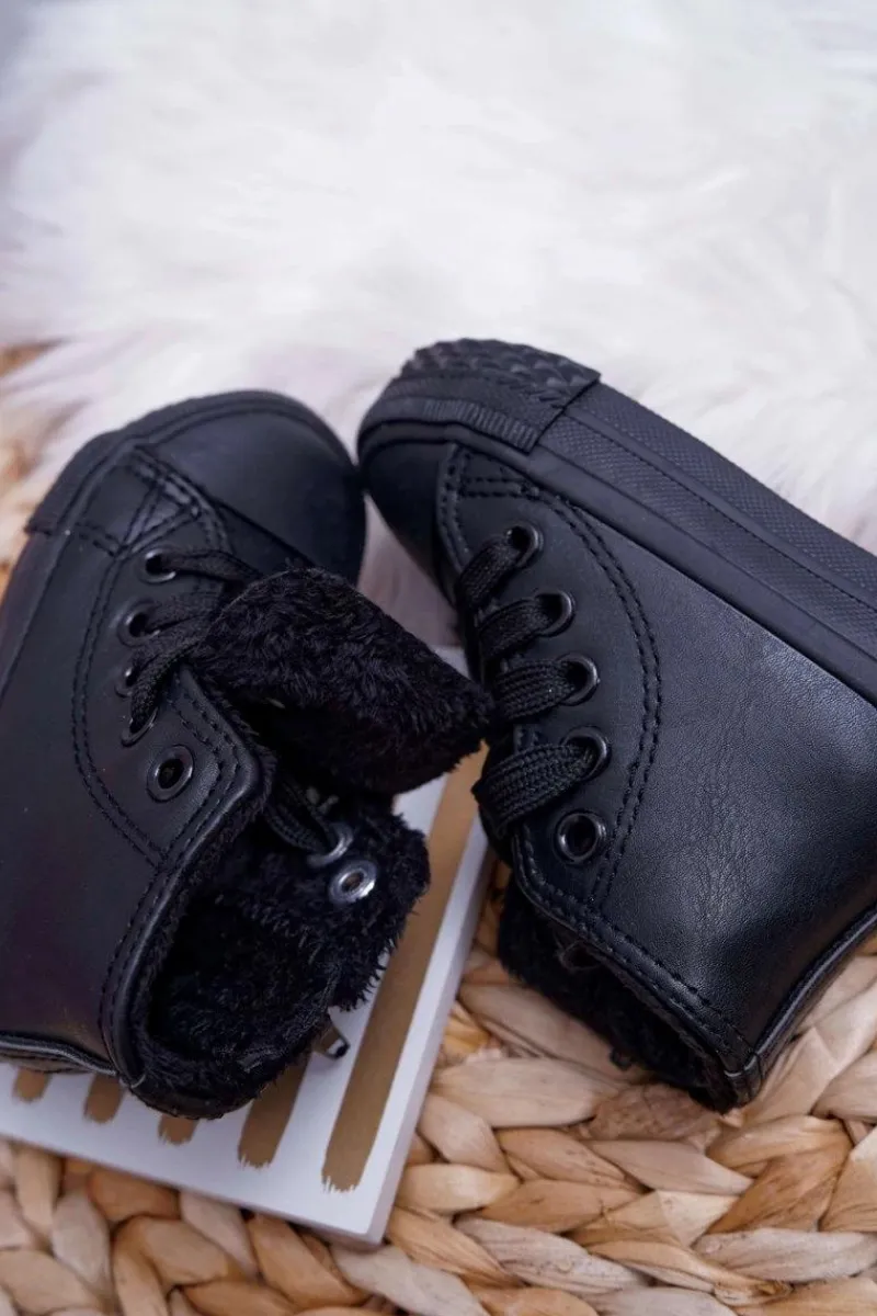 Best Dziecięce Ocieplane Wysokie Trampki Czarne Filemon Dzieci Chłopięce|Dziewczęce