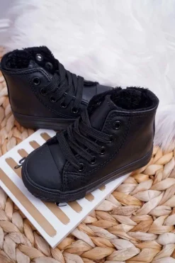 Best Dziecięce Ocieplane Wysokie Trampki Czarne Filemon Dzieci Chłopięce|Dziewczęce