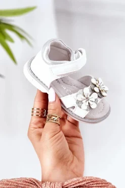 Best Dziecięce Ortopedyczne Sandały Na Rzepy Białe Maysa Dzieci Dziewczęce