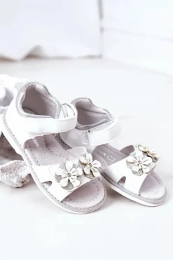 Best Dziecięce Ortopedyczne Sandały Na Rzepy Białe Maysa Dzieci Dziewczęce