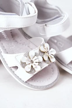 Best Dziecięce Ortopedyczne Sandały Na Rzepy Białe Maysa Dzieci Dziewczęce