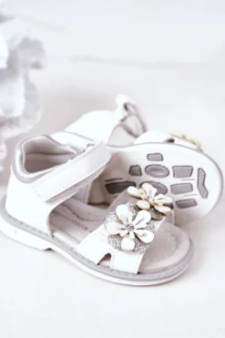 Best Dziecięce Ortopedyczne Sandały Na Rzepy Białe Maysa Dzieci Dziewczęce