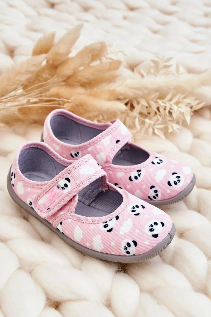 Best BEFADO Dziecięce Papcie Baleriny Na Rzep Pandy 955X021 Jasnoróżowe