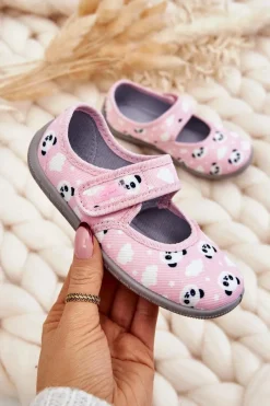 Best BEFADO Dziecięce Papcie Baleriny Na Rzep Pandy 955X021 Jasnoróżowe