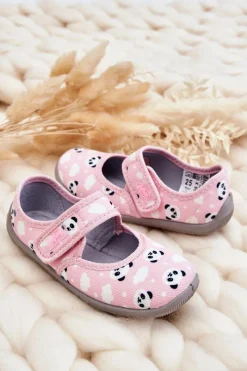 Best BEFADO Dziecięce Papcie Baleriny Na Rzep Pandy 955X021 Jasnoróżowe