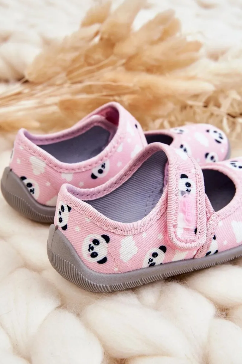 Best BEFADO Dziecięce Papcie Baleriny Na Rzep Pandy 955X021 Jasnoróżowe