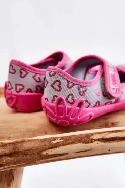 Discount BEFADO Dziecięce Papcie Baleriny Serca 123X070 Szaro-Różowe