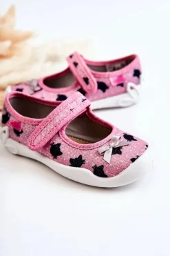 Hot BEFADO Dziecięce Papcie Baleriny Z Kokardą 114X480 Różowe