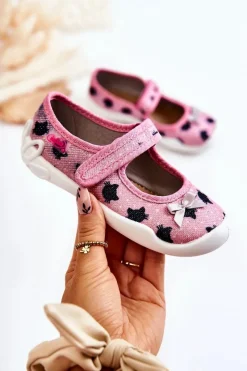 Hot BEFADO Dziecięce Papcie Baleriny Z Kokardą 114X480 Różowe