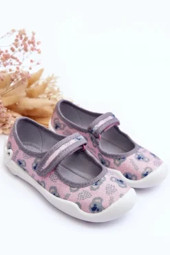 Hot BEFADO Dziecięce Papcie Baleriny Misie 114X513 Różowo-Szare