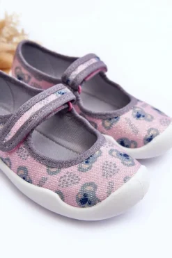 Hot BEFADO Dziecięce Papcie Baleriny Misie 114X513 Różowo-Szare