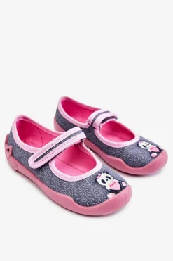 Online BEFADO Dziecięce Papcie Baleriny Panda 114X506 Szaro-Różowe
