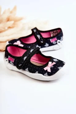 Dziewczęce|Balerinki Dziecięce></noscript>BEFADO Dziecięce Papcie Baleriny Z Kokardą 114X481 Granatowe