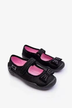 Dziewczęce|Back To School></noscript>BEFADO Dziecięce Papcie Baleriny Kokardki 114X240 Czarne Czarny