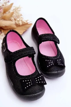 Dziewczęce|Back To School></noscript>BEFADO Dziecięce Papcie Baleriny Kokardki 114X240 Czarne Czarny