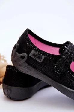 Dziewczęce|Back To School></noscript>BEFADO Dziecięce Papcie Baleriny Kokardki 114X240 Czarne Czarny