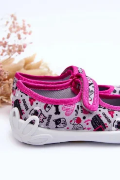 Outlet BEFADO Dziecięce Papcie Baleriny 114X521 Szaro-Różowe